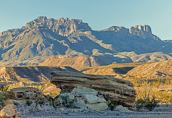 Big Bend Rock Slab with Mts Behind 9575